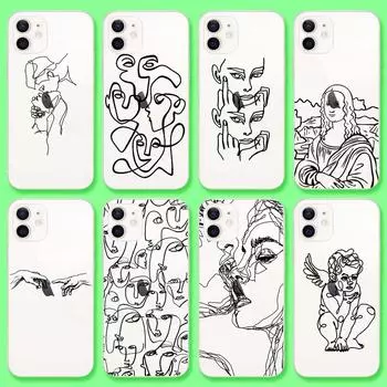 Applicable To IPhone16 Mobile Phone Case New XR Art Student Mona Lisa Van Gogh Art Line Mobile Phone Case 15plus