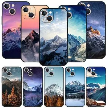 Applicable To IPhone16 Mobile Phone Case New Mobile Phone Case Snow Mountain Forest Landscape Mobile Phone Case iPhone13