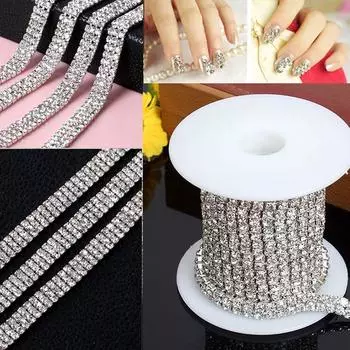Аппликация Прозрачный DIY Красивая серебряная цепочка со стразами 1 ряд 2 ряда 3 ряда Отделка 1 ярд Кристалл