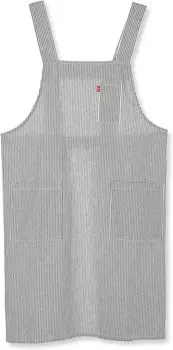 Apron adjustable back waist button Hickory Both side pockets with pen holder Black L [Edwin] Two-level H-shaped