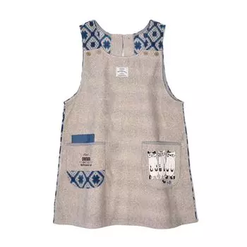 Apron Fleece Button Ribbon Open Apron 236638 Gray [Kusuguru Japan] M-L серый
