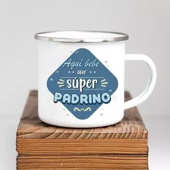Aqu Bebe Una Sper Padrino Family Member Enamel Cup Drink Water Coffee Tea Mug Best Original and Fun Father s Day Gift 360ml