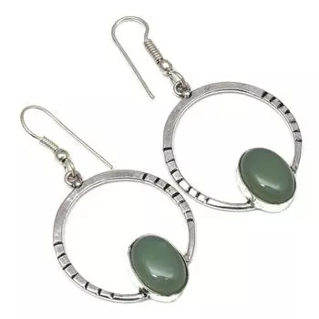 Aqua Marine Gemstone Handmade Gift For Her Silver Jewelry Earrings 1.5