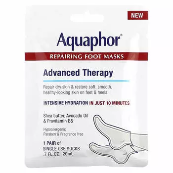 Aquaphor, восстанавливающая маска для ног, 1 пара, 7 жидких унций (20 мл)