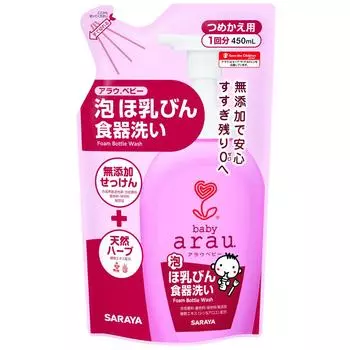 Arau Baby Foam для мытья посуды для детских бутылочек, сменный блок, 450 мл белый