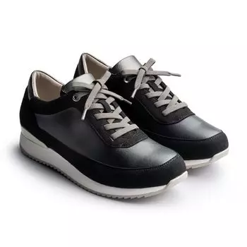 Arch Fitter Official 151 Кроссовки для ходьбы на шнуровке Комфорт Толстая подошва Плоскостопие Поддержка Арки Кроссовки [AKAISHI] (23,5 см Черный) Женский чёрный
