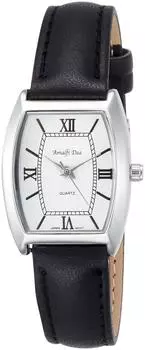 [Arias] Women s Watch Analog Leather Band Waterproof Tonneau White A36L19