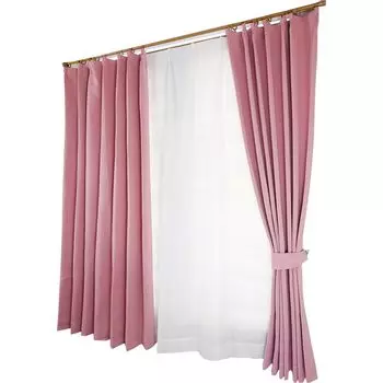 ARIE Level 1 Set of 100cm Wide x 210cm Light Heat Shape Energy Solid Tratto (Arie) Curtains, Blackout, 4, Pink, Long, Blocking, Insulating, Memory, розовый