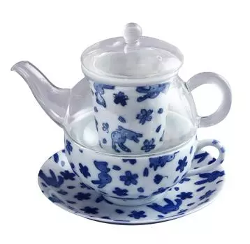 Arita ware serando glass tea for one flower rabbit TFO-003