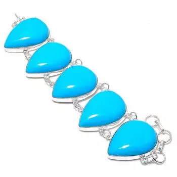 Arizona Turquoise Gemstone Handmade 925 Sterling Silver Bracelet 7-8 M1r62