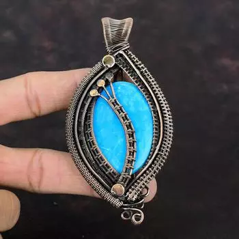 Arizona Turquoise Pendant Copper Wire Wrapped Jewelry Gemstone Pendant Copper Handmade Pendant Wire Wrapped Pendant For Gift Amazing Jewelry
