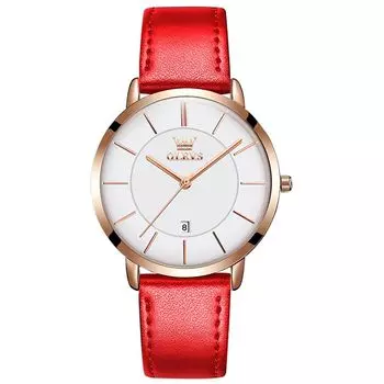 Arm For Leather Simple Easy to Thin и High School Student Watch для белого циферблата с корпусом из розового золота на красном женском ремне, синем, стильном, Watch,