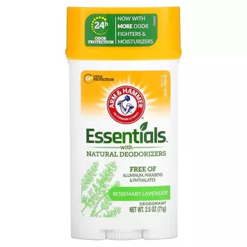 Arm & Hammer, Essentials с натуральным дезодорантом, дезодорант, широкий стик, розмарин и лаванда, 2,5 унции (71 г)