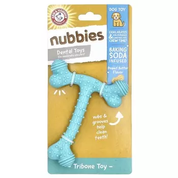 Arm & Hammer, Nubbies, Оральная игрушка для собак среднего размера, Tribone, Арахисовое масло, 1 игрушка