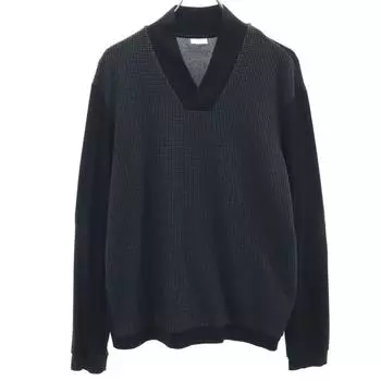 ARMANI COLLEZIONI Long sleeve V neck knit XL black High gauge pullover Men s Used