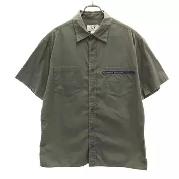 ARMANI EXCHANGE 90-е Старая Военная рубашка с коротким рукавом M хаки Мужская Б/У