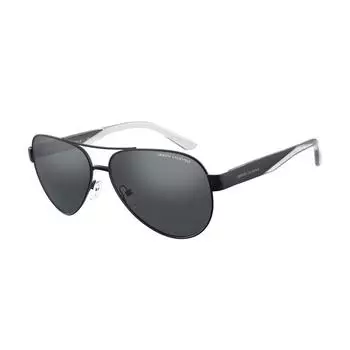 ARMANI EXCHANGE AE Металлические солнцезащитные очки-авиаторы с надписью на дужке Мужские Черные 59 чёрный