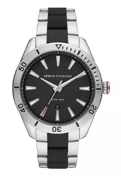Armani Exchange Quartz Watch Stainless Steel Strap Black Quartz AX1824, & Silver, Men s Standard, Watch.