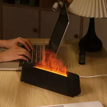 Ароматический диффузор Flame / Увлажнитель с имитацией камина / Эфирное масло для СПА-тренажера белый