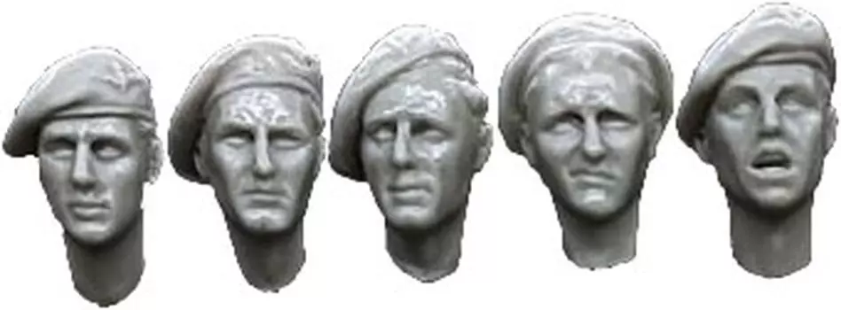 ARPAH35015 WW2 British 1st Airborne Division Red Devil Beret Head Set of 5 Resin Kits 1/35 (Human)