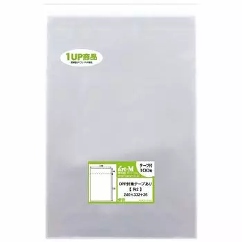 Арт М 1up продукт 2 уголка с лентой формата А4 слегка прозрачные пакеты OPP толщиной 30 микрон [Внутреннее производство] [для большего размера] (прозрачный