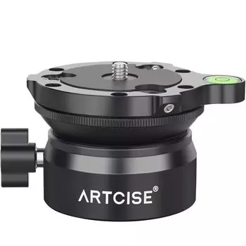 ARTCISE Leveling Base Horizontal Head Tripod Head Fast Level Adjustment Tripod Head Leveler Adjust Bubble Level Aluminum Alloy 360 Degree Panoramic