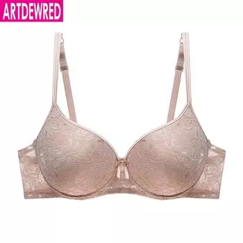 Однотонный женский бюстгалтер Artdewred на косточках Push - up эффектом с кружевом 75A красный