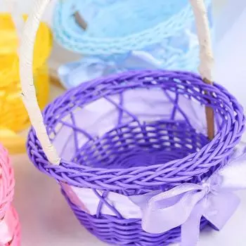 Artifacts Environmentally Friendly Light Weight Portable Holiday Decoration Knit Household Flower Basket Picnic Basket Durable фиолетовый