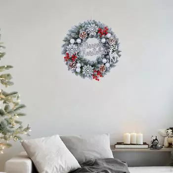 Artificial Christmas Wreath Festive Door Hanging Xmas for Year 30cm