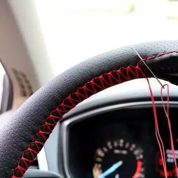 Artificial Leather DIY Cover On The Steering Wheel For Opel Astra H With Needles Thread Truck Trailer Car Accessories Universal чёрный