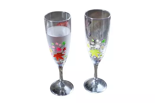 as Marumo Takagi Pottery Cool Autumn Leaves Champagne Glass Pair Set Glass Pair Stylish Autumn Leaves Champagne Wedding Gift Midyear Gift Anniversary
