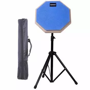 Asanasi Drum Practice Pad Training Pad 8 дюймов Стойка Сумка для хранения в комплекте Резиновая Высокая Пуля Синий