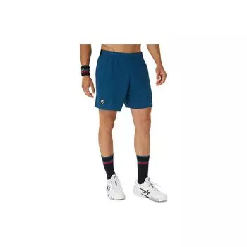 Asics Классические 7-дюймовые шорты с однотонным логотипом и завязками на шнурке, мужские шорты, синие 2041A290-412 L