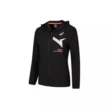 Asics Впитывающая влагу быстросохнущая повседневная куртка на молнии с логотипом и молнией, женская куртка черного цвета 2032C973-001 M