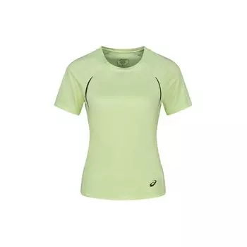 Asics Круглый вырез, удобная влагоотводящая быстросохнущая футболка с коротким рукавом, женские топы, желто-зеленый цвет 2012D050-750 L