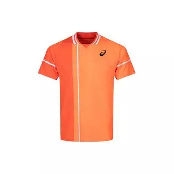 Asics Спорт на открытом воздухе Дышащий пуловер с v-образным вырезом и короткими рукавами Футболка Мужские топы Оранжевый 2041A282-800 XS
