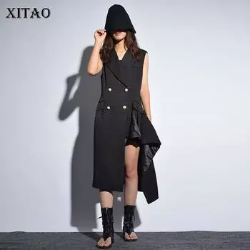 Асимметричное платье-жилет без рукавов XITAO ZLL1324