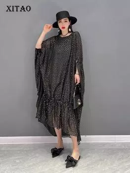 Асимметричные платья XITAO с рукавами «летучая мышь» ZY8697 One Size чёрный