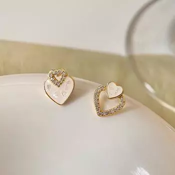 Асимметричные серьги Love в форме сердца, серьги для японских и корейских девушек, легкая роскошь