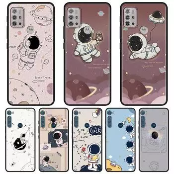 Astronaut Pink Blue Cartoon Moon Case For MOTO One Fusion Plus G60 G50 G40 G30 G20 G10 G9 G8 Power Lite E6s Edge 20 Pro G Stylus Moto G Stylus 5G