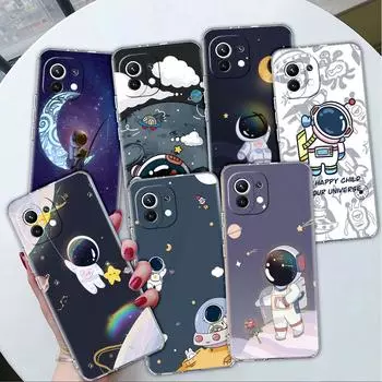 Astronaut Universe Clear Case For Xiaomi Mi Poco X3 NFC M3 Pro F3 F1 11 Lite 12 Note 10 11T 9T Transparent Phone Cover Xiaomi Poco F3