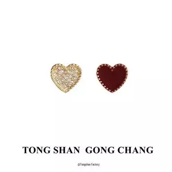 Asymmetrical Red Heart Earrings: 2025 Trendy & Unique Cold Style Design for Women pair of earrings (925 silver)