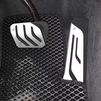 AT Accelerator Gas Brake Car Pedals Kit для BMW X5 X6 2018 2019 Foot Rest Pedal Footrest Pedal Cover LHD Нержавеющая сталь Car Brake Accelerator Fuel silver