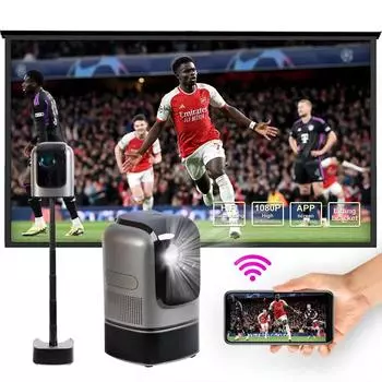 ATB 4K Native 1080P Android 11 Projector 260ANSI Dual Wifi6 BT5.0 Cinema Outdoor Portable Projetor Upgrated TS-1 EU Plug серый