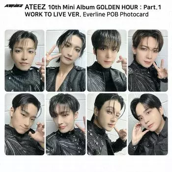 ATEEZ Golden Hour Часть 1 Work To Live Ver Everline POB Фотокарта Seonghwa san Jongho