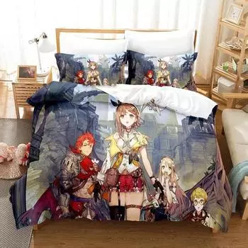 Atelier Ryza Ever Darkness & the Secret Hideout Комплект постельного белья для мальчиков и девочек, двуспальный пододеяльник, наволочка, детская кровать для взрослых 70x133cm 2pcs