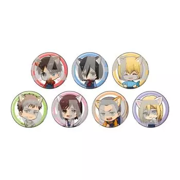 Attack on Titan 50 Cat character Box of 7 can badges ver. [Mini illustration]