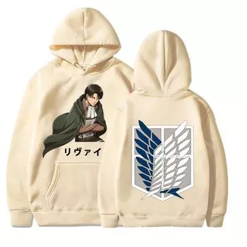 Attack on Titan Горячая аниме-толстовка больших размеров для женщин с капюшоном Levi Ackerman Wing Logo Graphic Printed Pullover Women Sweatshirts Hooded S