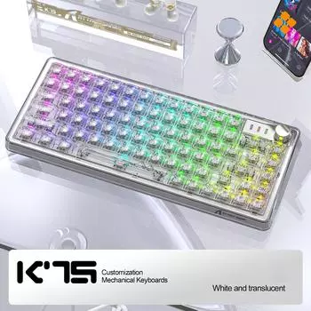 Attack Shark K75 беспроводная подсветка мини rgb провод эргономичный механическая компьютерная клавиатура с usb-переключателем на заказ с подсветкой игровая механическая клавиатура
