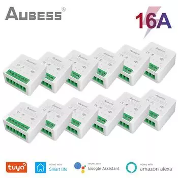 AUBESS 2-сторонний DIY Wi-Fi умный переключатель 16А релейный модуль умный дом умная жизнь/приложение Tuya дистанционное управление работает с Alexa Google Home